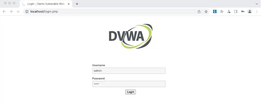 the login page of dvwa