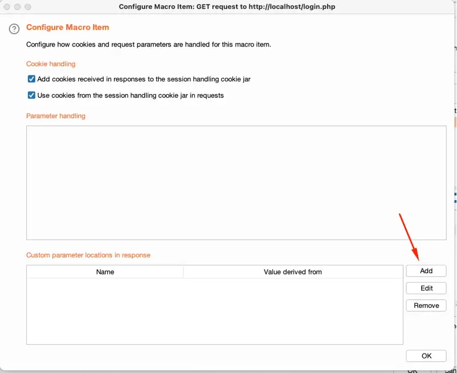 Using Burp macro to update anti csrf token in DVWA step 6