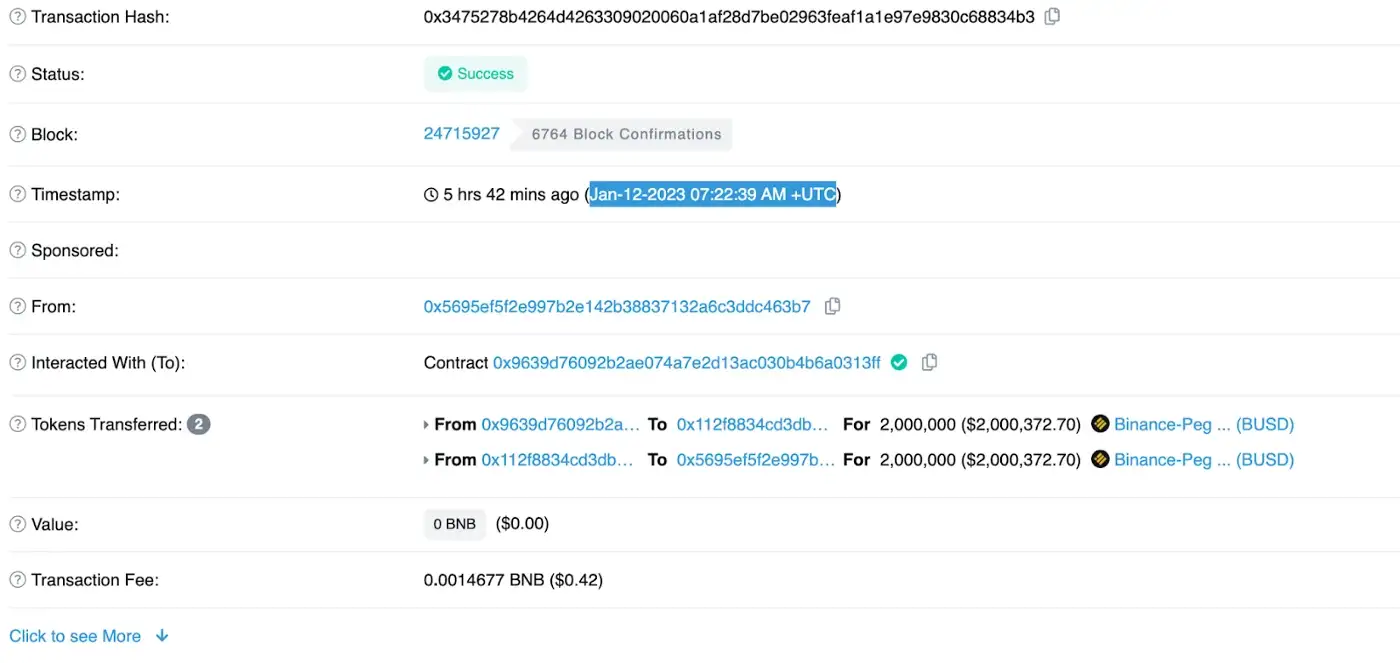 Rugpull Transaction Screenshot